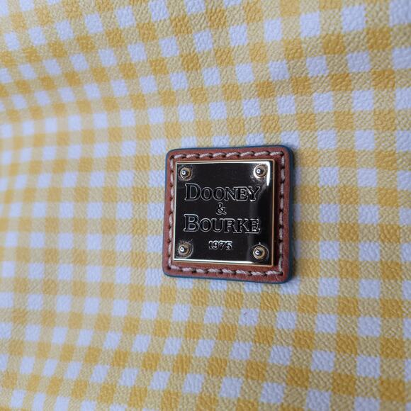 Dooney & Bourke medium handbag yellow gingham checked spring preppy fun satchel - Picture 3 of 16